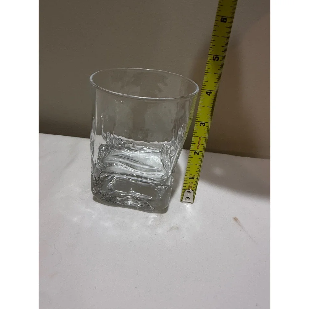 Heavy Bottom Whiskey Rocks Glass Textured Hammered Clear Lowball Tumbler 4in